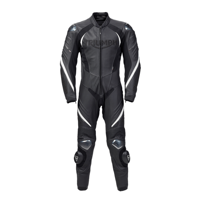 Combinaison de course en cuir noir et blanc Roadster Triple